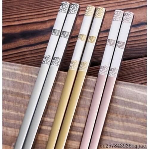 50 Pairs Chinese Chopsticks Anti Scald Chopsticks Reusable Sticks Stainless Steel Japanese Chop Sticks