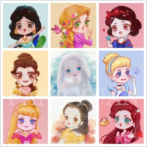 5D Diy Diamond Painting Cute "princess" Full Square Diamond Embroidery Cross Stitch Cartoon Mini Girl Mosaic Handmade Ornament