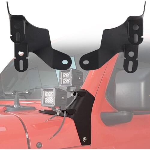 1 Pair of Black Alloy Work Light Spotlight Base Brackets at the A-pillar Position of The Front Windshield of JL 2018 2019 2020