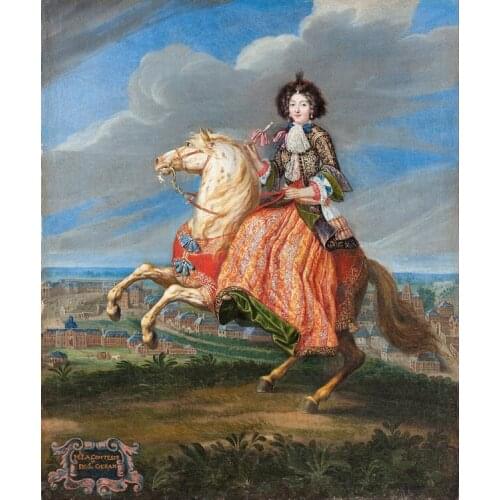 Free shipping classical court figure nobility riding horses landscape oil painting canvas prints on canvas decoration picture
