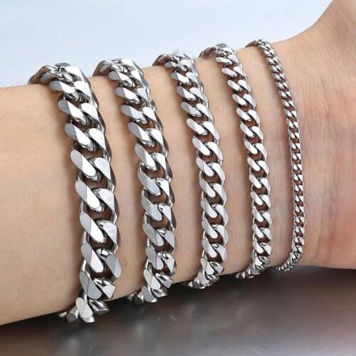 Bracelet for Men Women Curb Cuban Link Chain Stainless Steel Mens Womens Bracelets Chains Jewelry for Men
