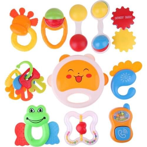 0-12M Cute Baby Early Educational Hand Rattle Music Sound Appease Toys teeth rubber comfort Appease Toys random color ship