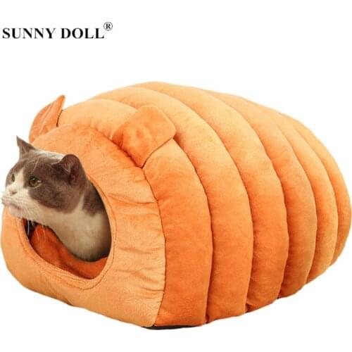 Pet Dog Cat Tent House Kennel Winter Warm Cats Nest Soft Foldable Sleeping Pad Semi-Closed Cat House Pet Cat Bed Cat Cave Mats