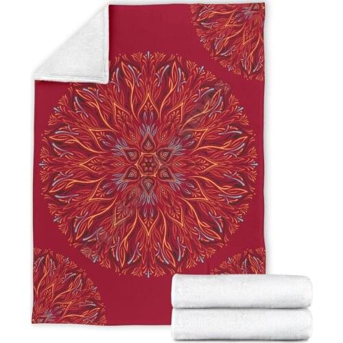 Mandala Jester Red 3d printed fleece blanket Beds Hiking Picnic Thick Quilt Fashionable Bedspread Sherpa Throw Blanket 02