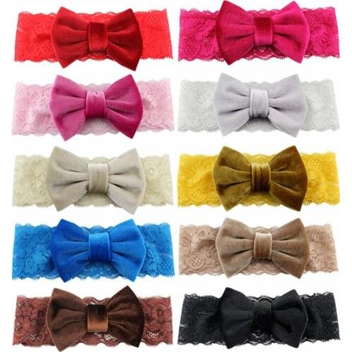 Baby Girls Headwear Bow Solid Color Kids Turban Knot Headband Bow Hair bands Head wrap for Girl Baby