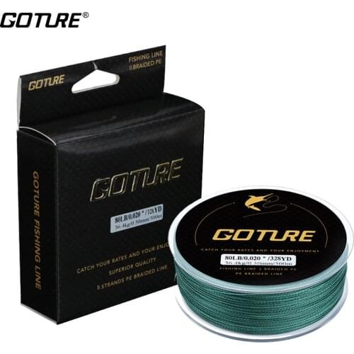 Goture 300M 328yrd Braided Fishing Fine 8 Strands Multifilament PE Line Fishing Cord 20LB 30LB 40LB 50LB 65LB 80LB