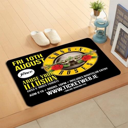 HEARMNY Guns N Roses Doormat Floor/Bath/Kitchen/Beach Mat Flannel Sponge Fabric 3D Printed Shaggy Custom Decoration For Bedroom