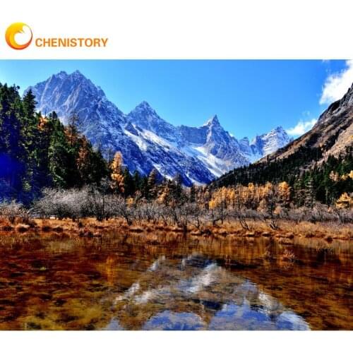 Chenistory Framed Mountain Water Landscape Painting By Numbers For Kids Adults Home Wall Decoration Acrylic Paints Canvas