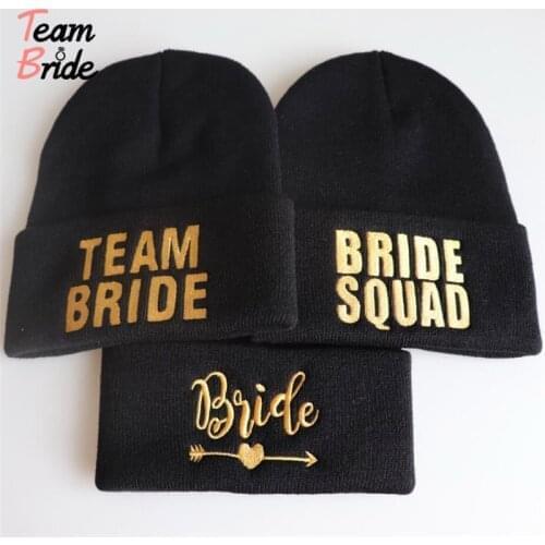 Team Bride to be SQUAD Bachelorette Party Warm Winter Hats Women Wedding Preparewear Caps Hen Night Wedding Supplies Decor