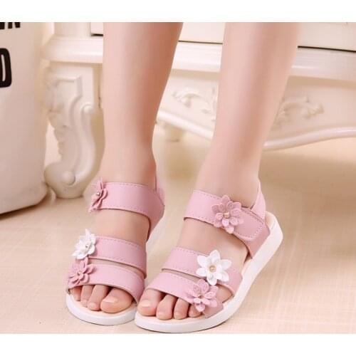 Summer Style Children Sandals Girls Princess Beautiful Flower Shoes Kids Flat Sandals Baby Girls Roman Shoes