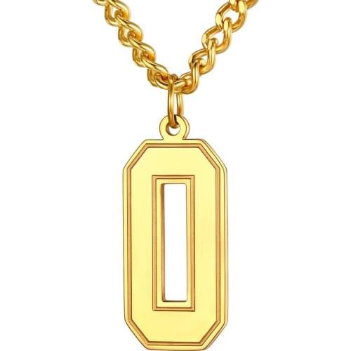 U7 Men 0-9 Jersey Number Necklace-Adjustable Durable Chain, Baseball/Basketball/Football Team Jewelry 316L Stainless Steel/Gold