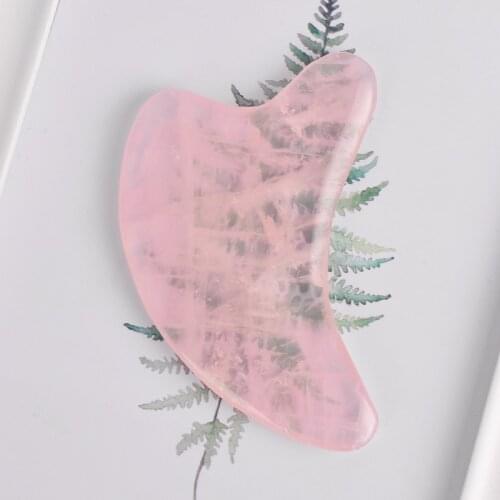 Natural Rose Quartz Dolphin Shape Guasha Mate China Traditional Acupuncture Guasha Stone Massage & Relaxation