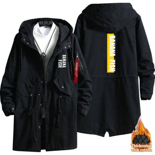 New banana fish Hoodie Anime Ash Lynx trench coat Men fashion cotton zipper Overcoat Jacket
