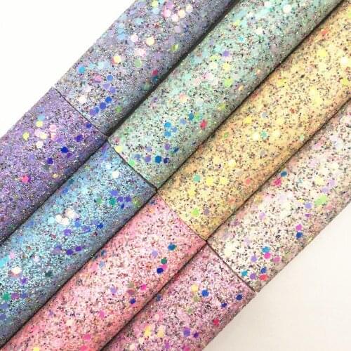 Onefly Wholesales Dropshipping Leather Supplier Iridescent Glitter Faux Vinyl Leather Fabric Felt Backing For Bow DIY GM3061A