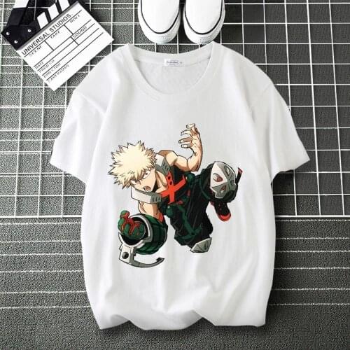 My Hero Academia Bakugo Katsuki LOGO Print personalise T-Shirt Round Collar Short Sleeve Modal Shirt T shirt