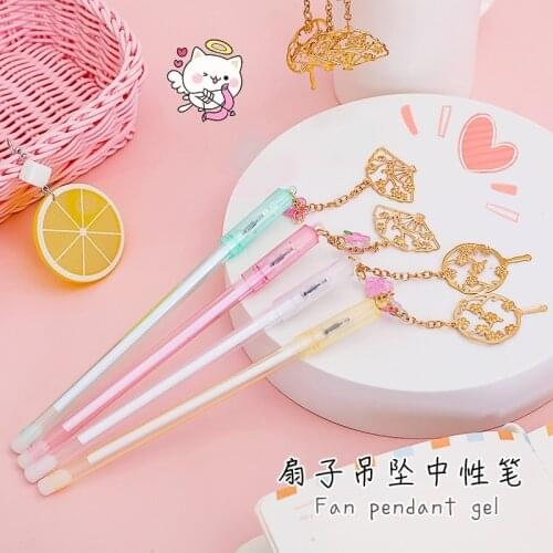 Pendant Fan Gel Pen Novelty Cartoon Cute Gel Pens Student Stationery Cool Pens Black Writing Gel Pen Cute Stationary Supplies