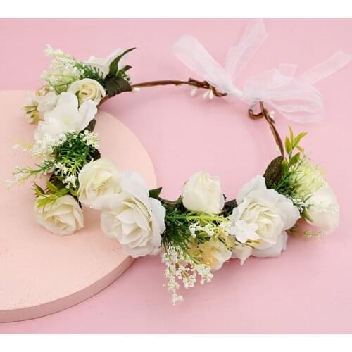 Romantic Female Sensual Flower Crown Head Wreath Garland Hair Band Hair Hoop Bridesmaid Bridal Holiday Photo Hair Accessories