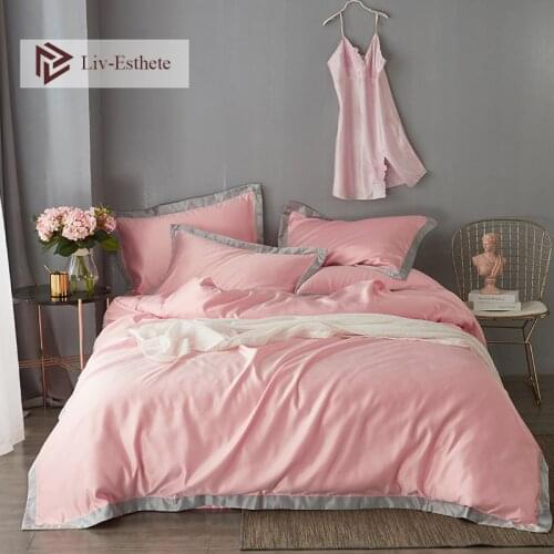 Liv-Esthete Luxury Pink 100% Silk Bedding Set Silky Healthy Skin Duvet Cover Bed Sheet Double Queen King Bed Set For Womom Man