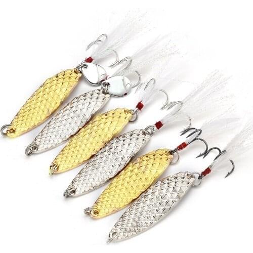 Silver Metal VIB 7/10g/15g/20g Hard Lure Leech Spinners Spoon lure Angling Hard Baits Gold Fishing Tackle Feather Hook Lures