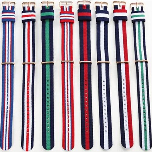 Canvas nylon strap watchband for Nato James Bond 007 Military men and women watch band 14mm 18mm 20mm gold silver bands