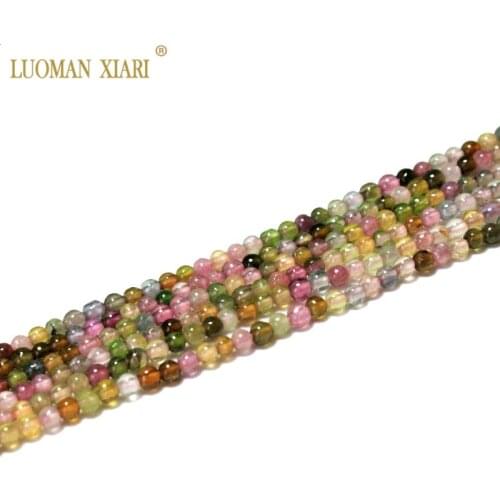 Fine AAA+ 100% Natural Brazil Tourmaline Round Stone Beads For Jewelry Making DIY Bracelet Necklace 3mm beads Strand 15