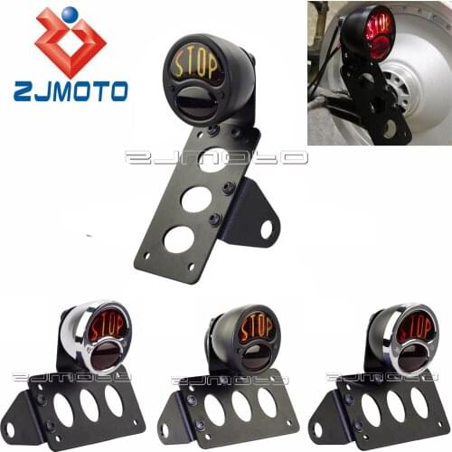 Cafe Racer Taillight Stop Lens Tail Light For Harley Honda BMW License Plate Bracket Side Mount Brake Light Duolamp