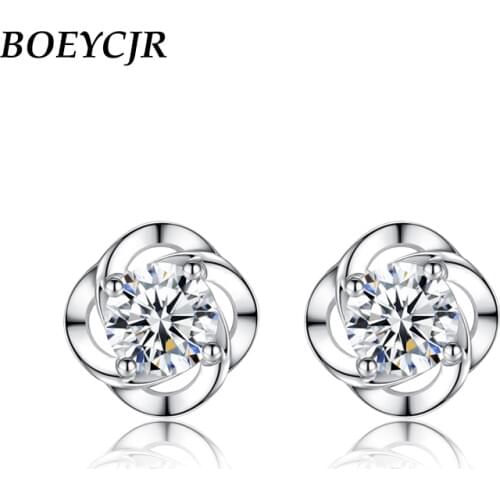 BOEYCJR 925 Silver 0.3ct F color Moissanite VVS Fine Jewelry Diamond Stud Earring With national certificate for Women Gift