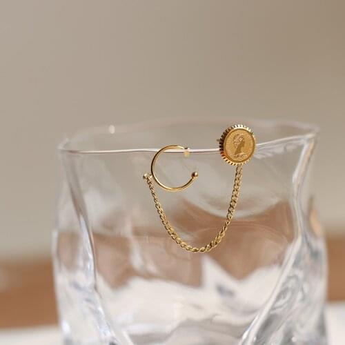 2021 Spring Stainless Steel Earrings for Women Queen Coin 18k Gold Ear Cuffs Earrings Hyperallergic Fashion Womes Jewelry