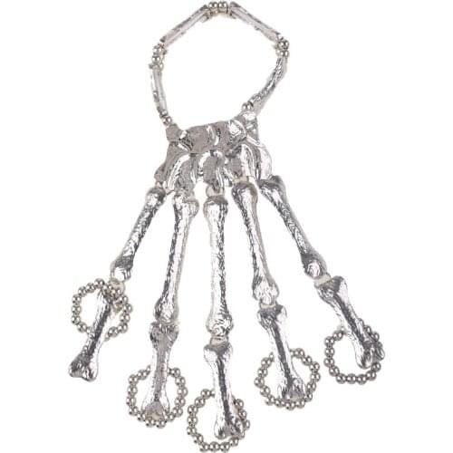 Halloween Bracelet Punk Hand Skull Skeleton Flexible Bangle Nightclub Party Accessories Jewelry Gifts for Womens Mans