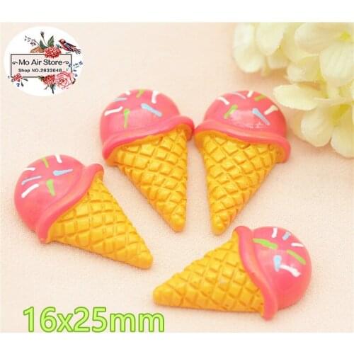10pcs ice cream cone Resin Flat back Cabochon miniature food Art Supply Decoration Charm Craft DIY 16x25mm