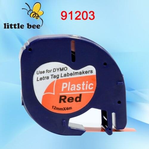 2pcs/lot Hot Sale 2pcs/lot Compatible 12mm*4m Dymo LetraTag LT 91203 Plastic DYMO Letra TAG Tapes