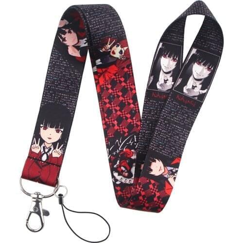24pcs Kakegurui Lanyard Keys Phone Holder Funny Neck Strap With Keyring ID Card DIY Animal webbings ribbons Hang Rope Decoration