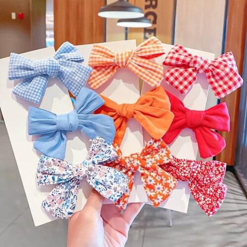 3pcs/set New Girls Red Blue Butterfly Knot Hair Pins Flower Plaid Hair Clips Girls Headwear Fashion Hair Accessories