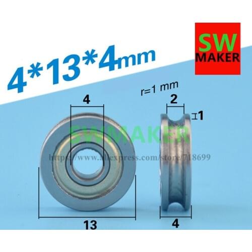 4*13*4mm groove, V groove, U groove bearing, pulley, over line sheave, 1mm diameter, steel wire rope wheel, lifting wheel