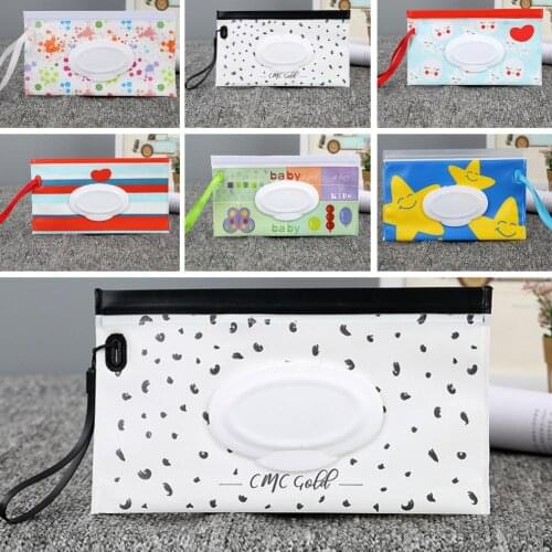 5Pcs/Set Children Cartoon Pattern Portable Waterproof Wet Wipes Storage Bag