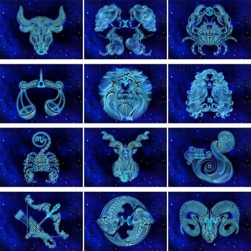 5D Diamond Painting Zodiac Symbol Animal DIY Cross stitch Kit Diamond Embroidery Art Mosaic Picture of Rhinestones Decor