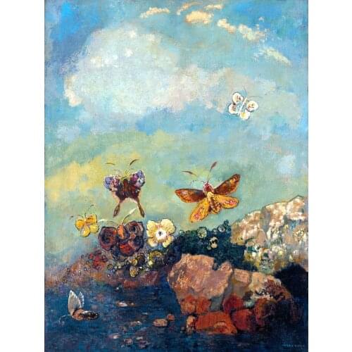 Abstract canvas painting mural prints portrait surrealism art giant poster pictures home decor the Butterflies By Odilon Redon