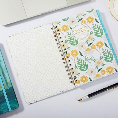 A5 2022 Flower Notebook Planning Calendars Plant Note Book Schedule Diary Supplies DIY Journals Notepad Writting Stationery Y0L5