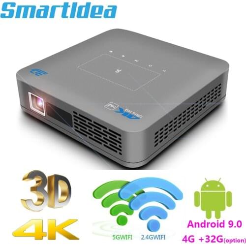 Smartldea P15 DLP 4K 3D Projector Android9.0 4G 32G high brightness daytime Beamer Zoom 5G Wifi BT airplay video game Proyector