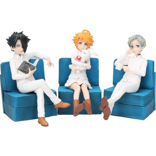 13CM Japan anime The Promised Neverland Norman Emma Ray action figure Sitting sofa PVC model toys