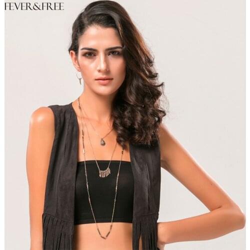Fever&Free Natural Stone Long Chain Necklaces Vintage Multi Layer Tassel Choker Collar Necklaces Tribal Bohemian Collier Jewelry
