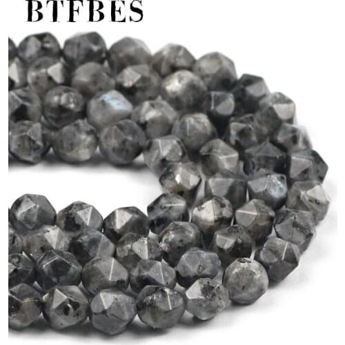 Faceted Natural black labradorite Stone Loose Spacer Beads for Jewelry Making Bracelets Beaded necklace Earring DIY Accessories