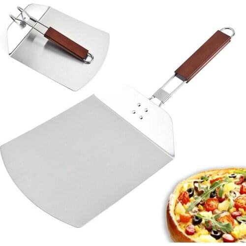 Pizza peel baking tool Stainless steel folding pizza shovel round cake transfer shovel baking tool cake shovel pizza cutter