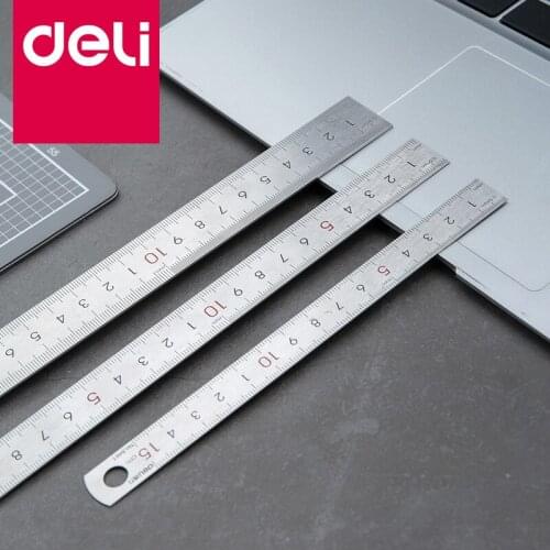 DELI Straight Ruler 30cm Ruler Student Stationery Stainless Steel Rulers Drafting Drawing Accessories School and Office Supplies