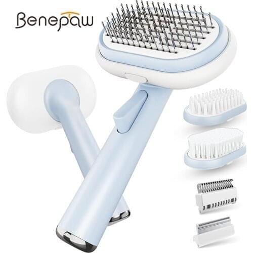 Benepaw Multifunctional Dog Brush 5 In 1 Safe Pet Grooming kit Pin Comb for Dematting Bath Massage Bristle Deshedding Comb