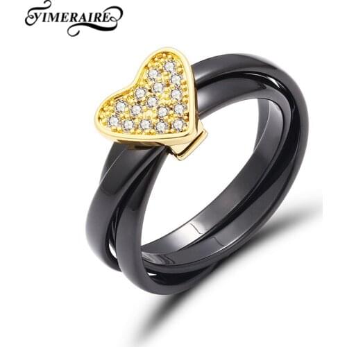 Fashion Ceramic Ring Square Round Heart Shaped Brass With Healthy Ceramic Jewelry For Women Wedding Engagement Party Gift