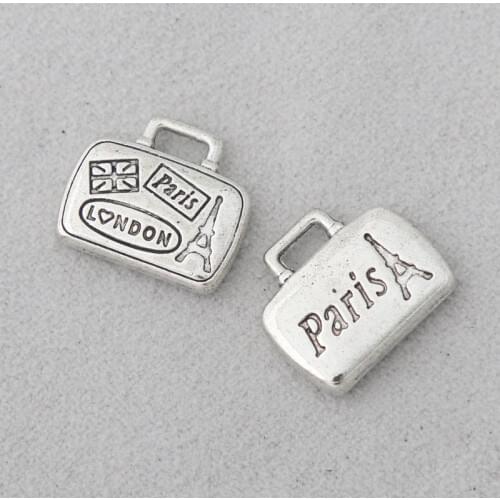 RAINXTAR Fashion Alloy Luggage Bag Charms Paris London Bag Charms For Traveler 14*17mm 10pcs AAC1947