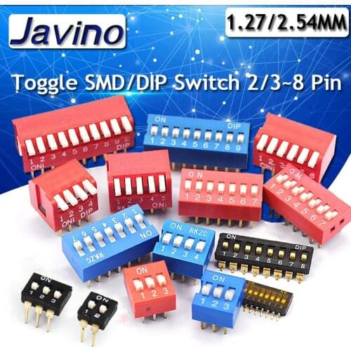 5PCS Slide Type Switch Module 1 2 3 4 5 6 7 8 10PIN /1.27/2.54mm Position Way DIP/SMD Pitch Toggle Switch Blue Snap Switch Dial