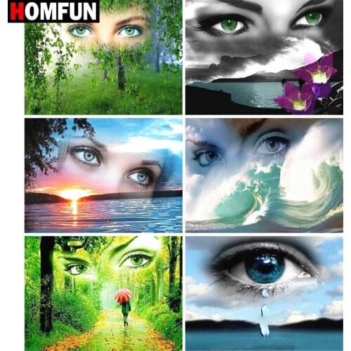 HOMFUN Full Square/Round Drill 5D DIY Diamond Painting "Eye theme scene" Embroidery Cross Stitch 5D Home Decor Gift