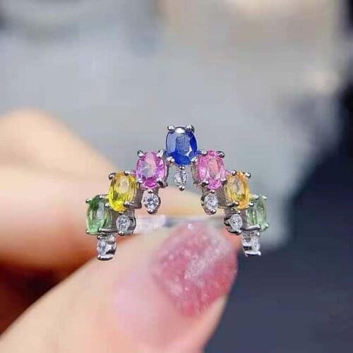 Natural Colored Sapphire S925 Sterling Silver Various Stones Ring Fine Fashion Weddings Jewelry For Women MeiBaPJFS